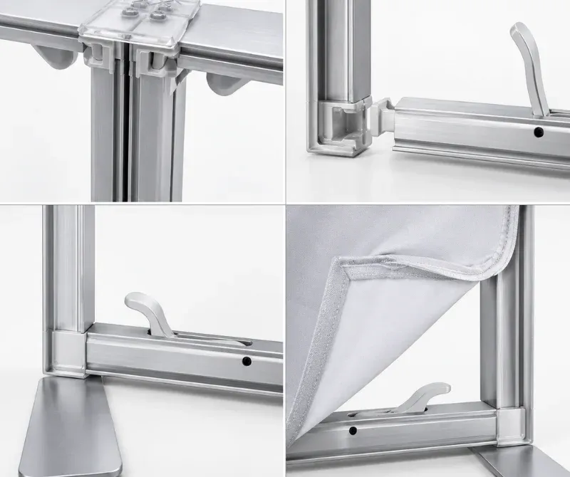 10 ft SEG fabric stand frame with secure graphic attachment.