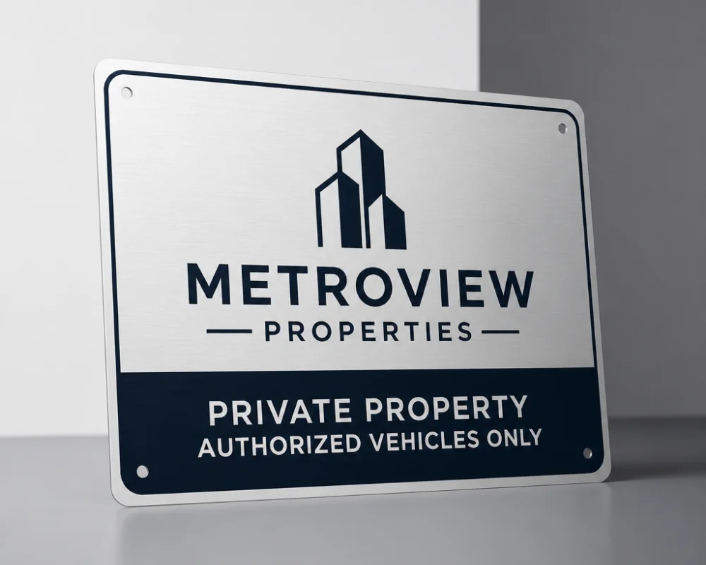 Aluminum signs for business reception and directional information