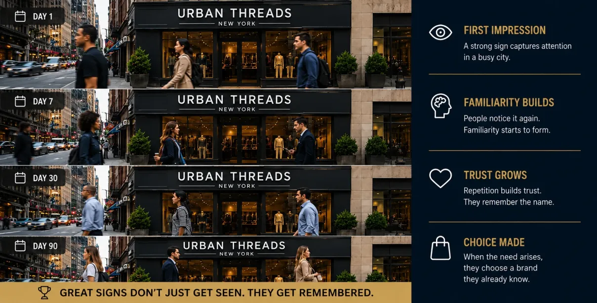 Custom business signage that increases brand recall in NYC