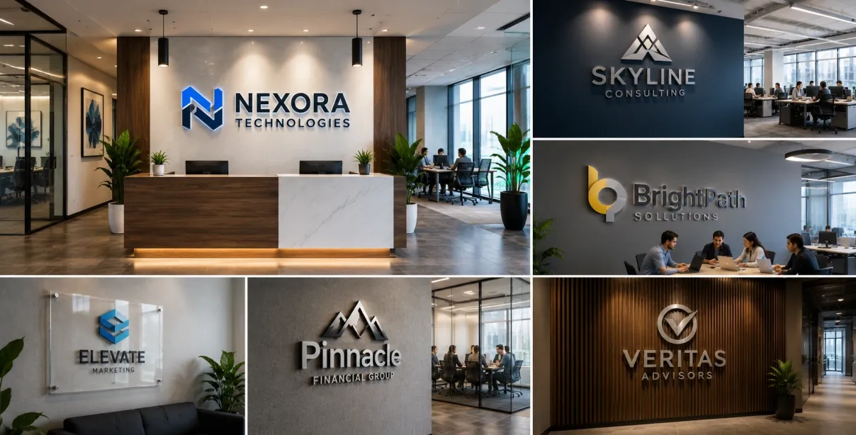 Office logo signage enhancing workplace branding and professional identity