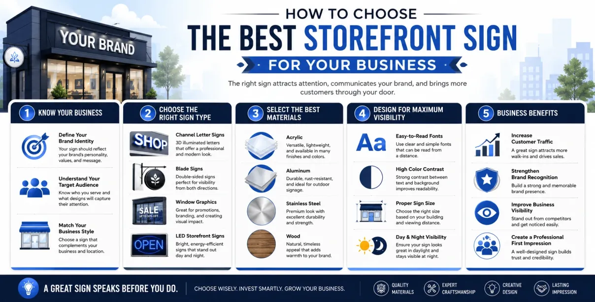 Infographic explaining how to choose the best storefront sign for your business