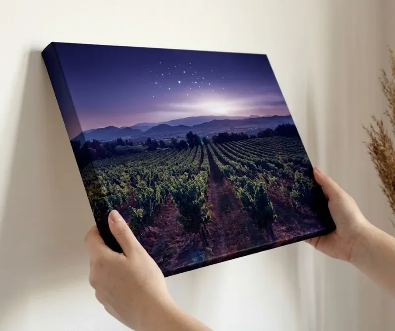 Archival canvas wrap with protective single finish