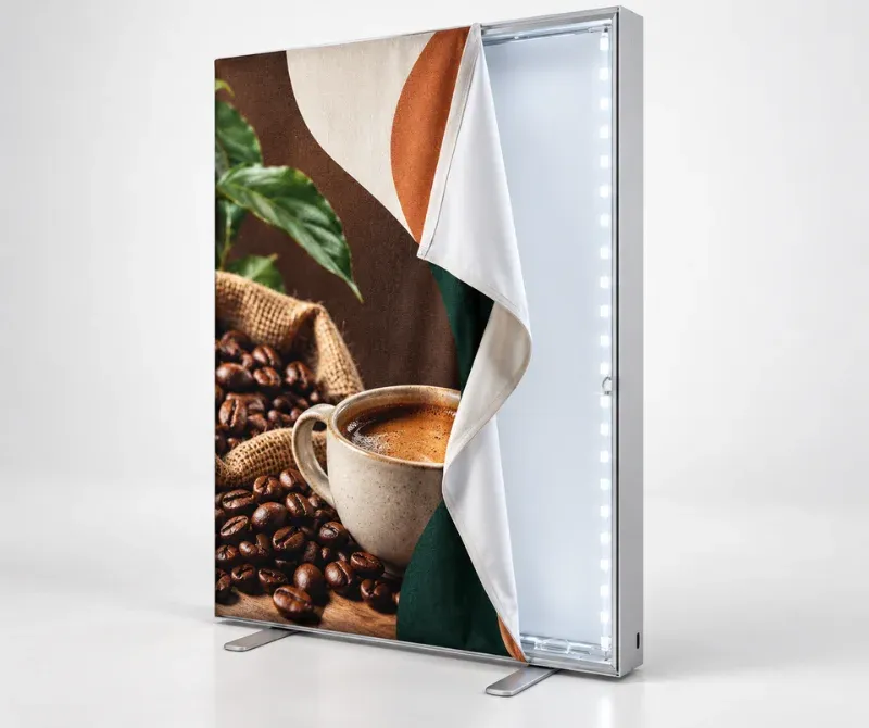 Custom SEG graphics on backlit fabric display