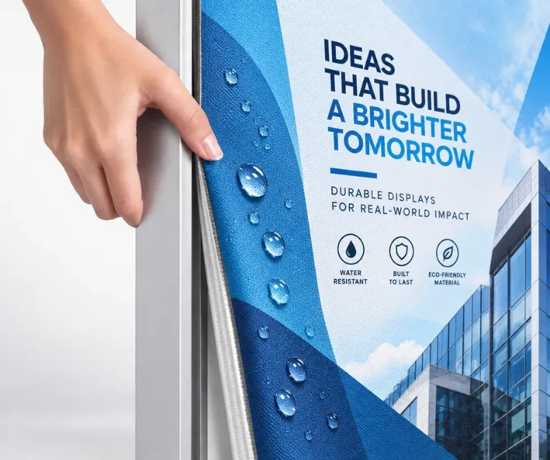 SEG display graphics with custom printed fabric