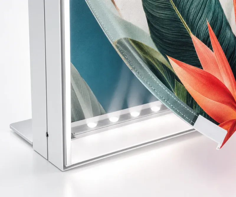 SEG fabric printing shown on illuminated display frame