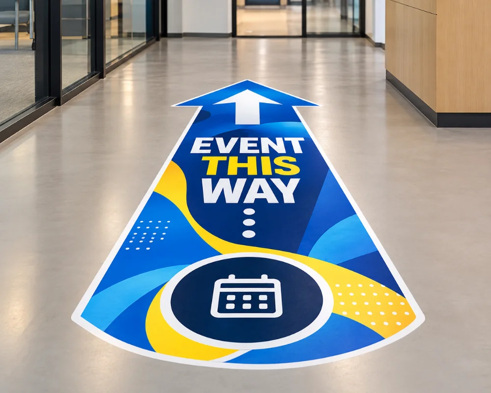 Custom event floor graphics for directional displays
