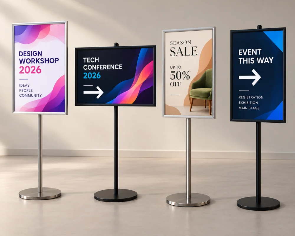 Event floor stands for directional and promotional signage