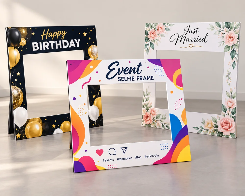 Custom event selfie frames for parties and celebrations