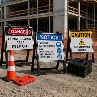 Custom exterior signage for construction site safety
