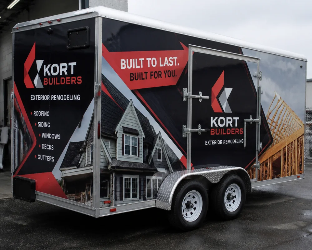 Custom trailer wraps with branded business graphics