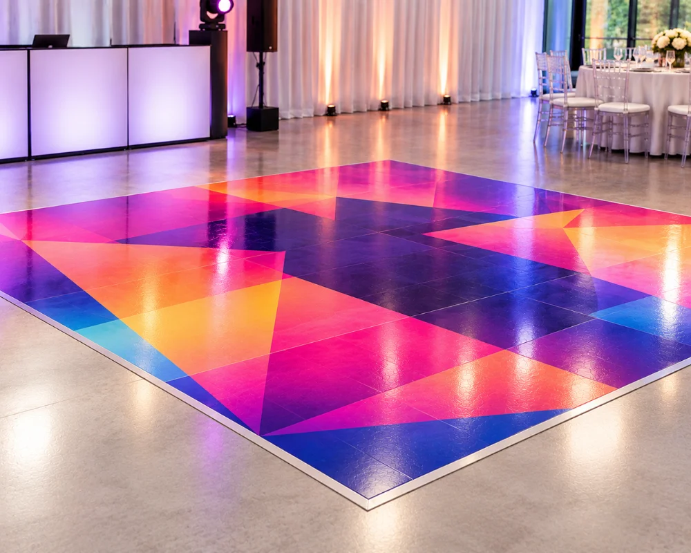 Custom floor graphics with fitness markings for a commercial gym