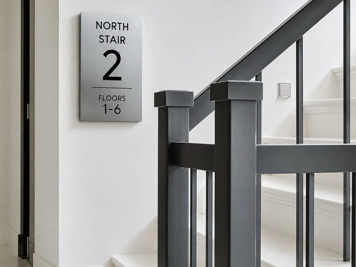 Interior floor signage used for navigation inside commercial buildings