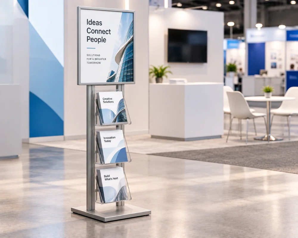Portable display stands for conferences and business events