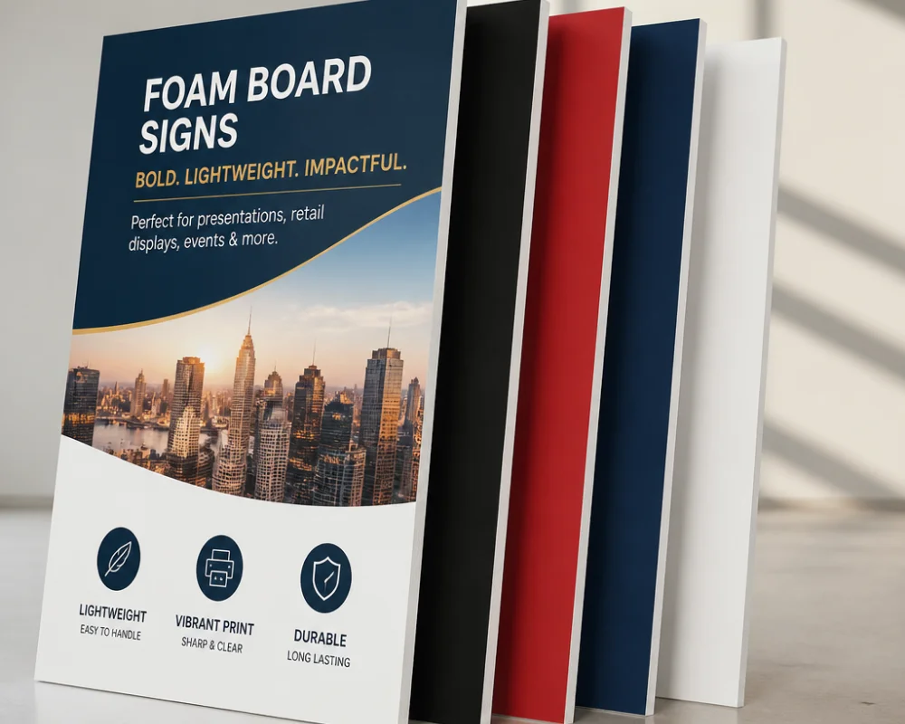 Custom foam boards in multiple colors for branded displays