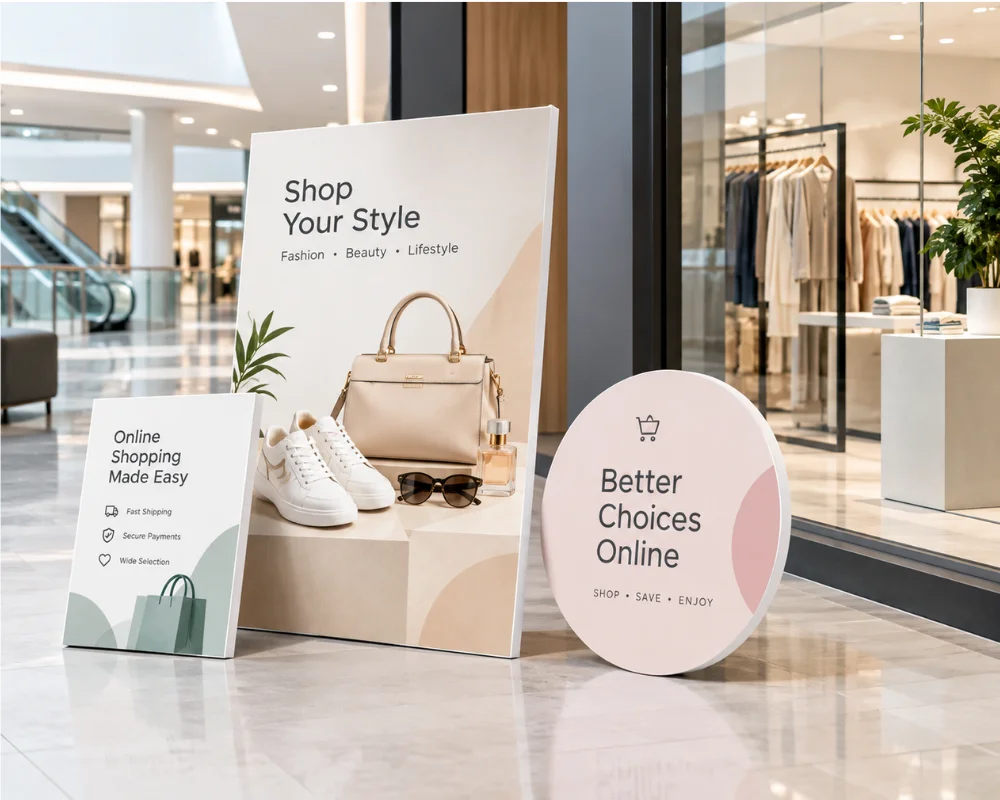 Foam board displays used for retail store promotions