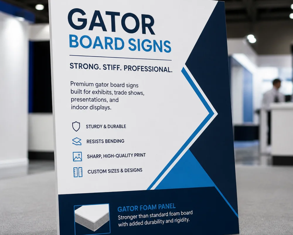 Gator board graphics for business displays