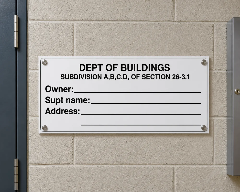 HPD signs NYC buildings use for compliance and safety information