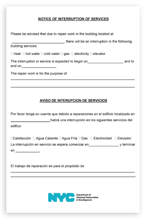 Notice of Service Interruptions