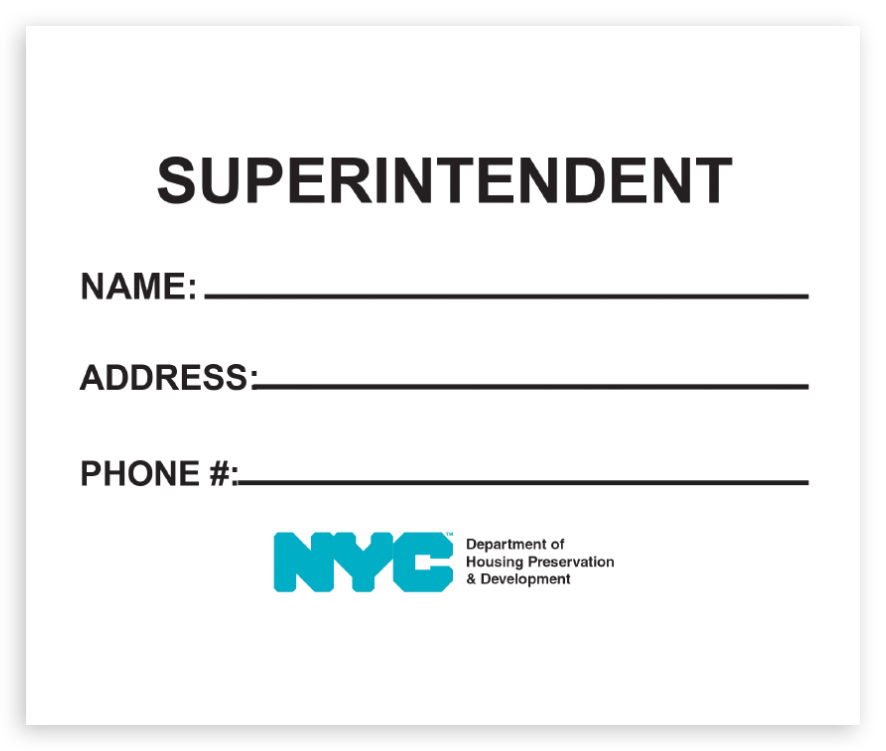 Janitor/Superintendent Contact Sign