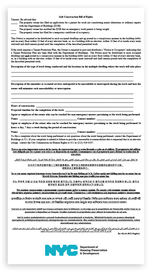 Safe Constructions Bill of Rights