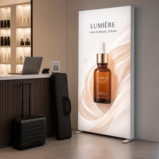 Fabric light box signage for indoor commercial spaces