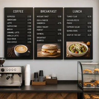 Magnetic menu boards for indoor restaurant signage