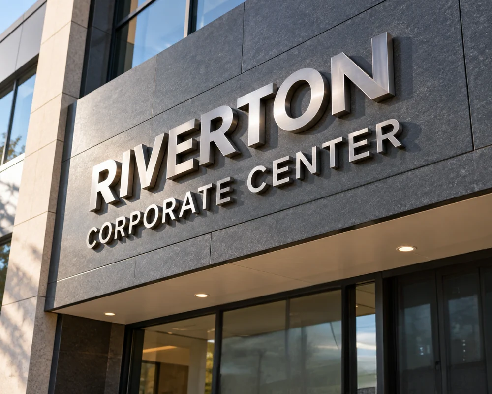 Custom metal letters mounted on a commercial building exterior