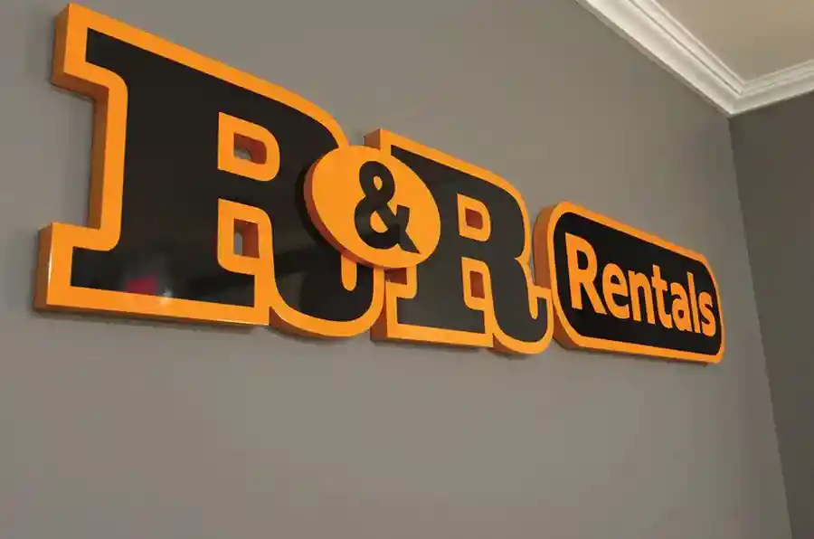 Custom metal letters mounted on a wall for business signage