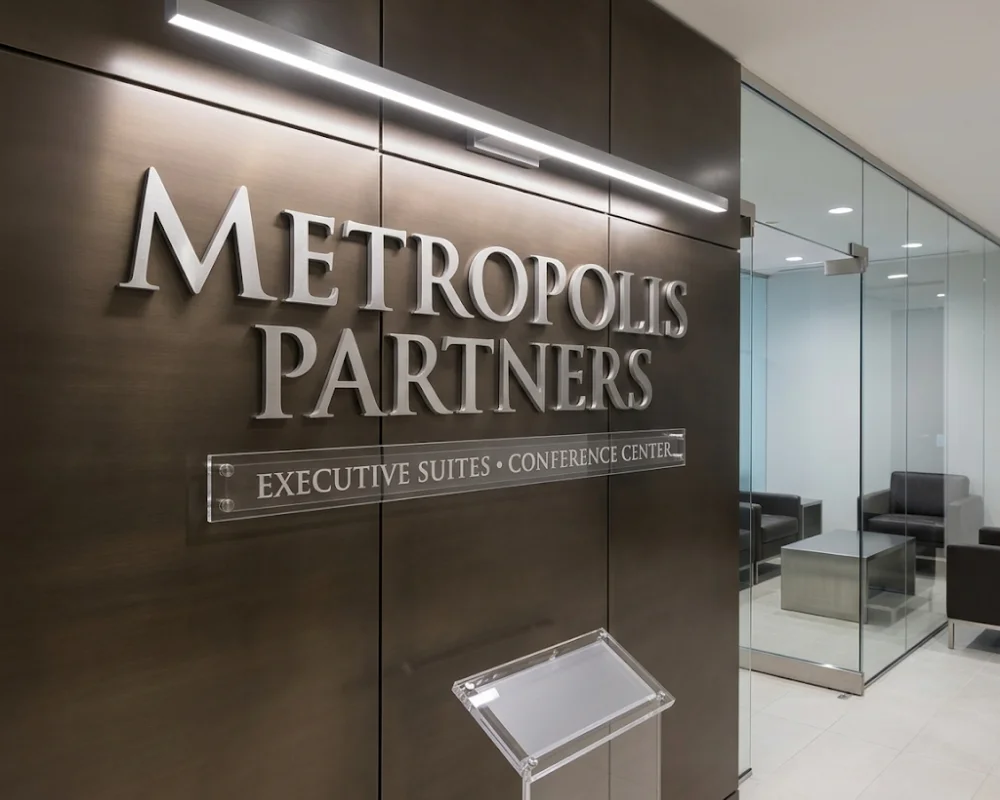 Metal letter signs creating custom metal signage for an office