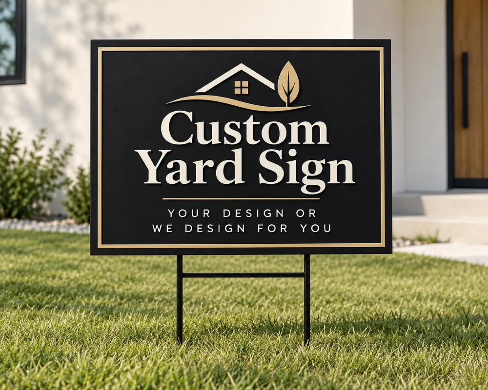Custom metal business sign displayed outdoors
