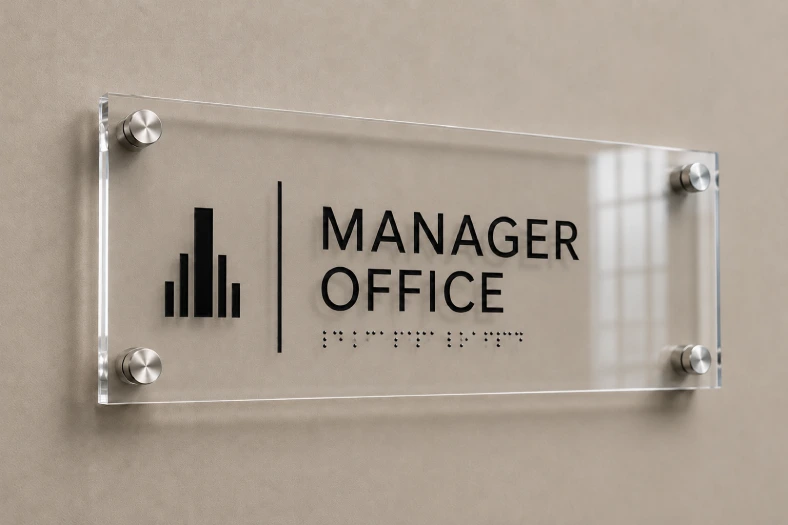 Custom acrylic name plates for office doors and desks