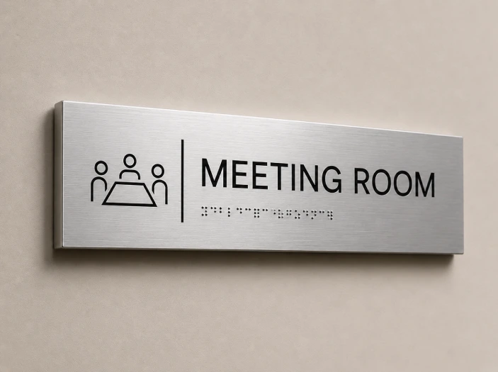Engraved aluminum name plates for office interiors