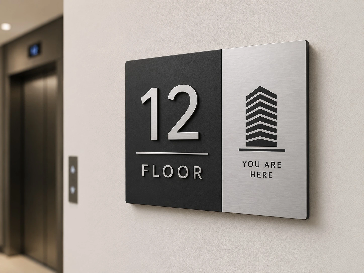 Floor number signs for commercial office buildings