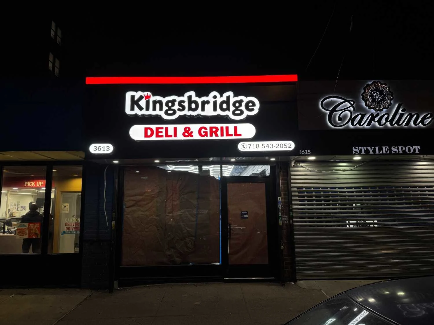 Illuminated 3D deli storefront signage