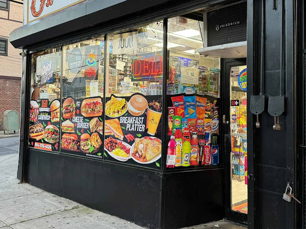 window graphics with food branding