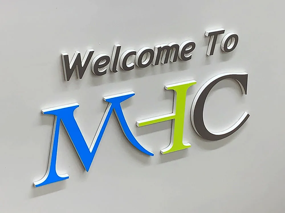 Interior logo lettering for business branding