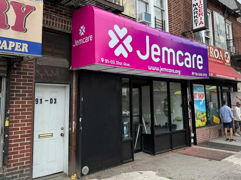 Pharmacy storefront awning with custom logo