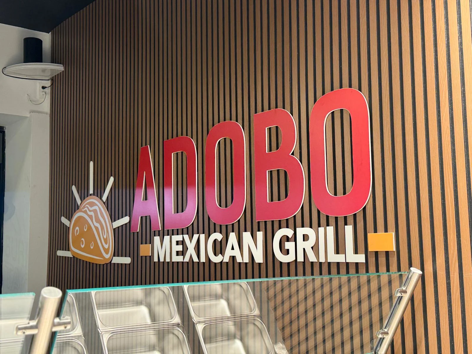 Restaurant interior signage with 3D lettering