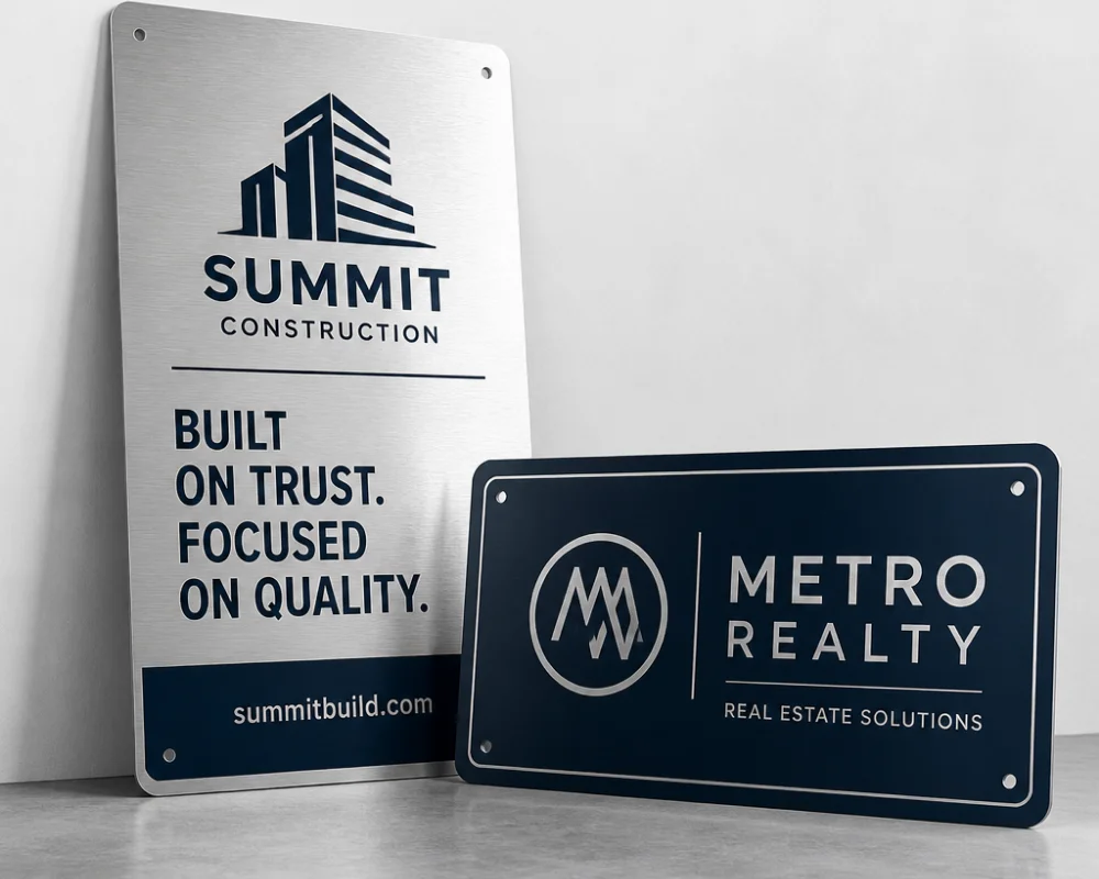 Custom aluminum metal signs for durable business branding