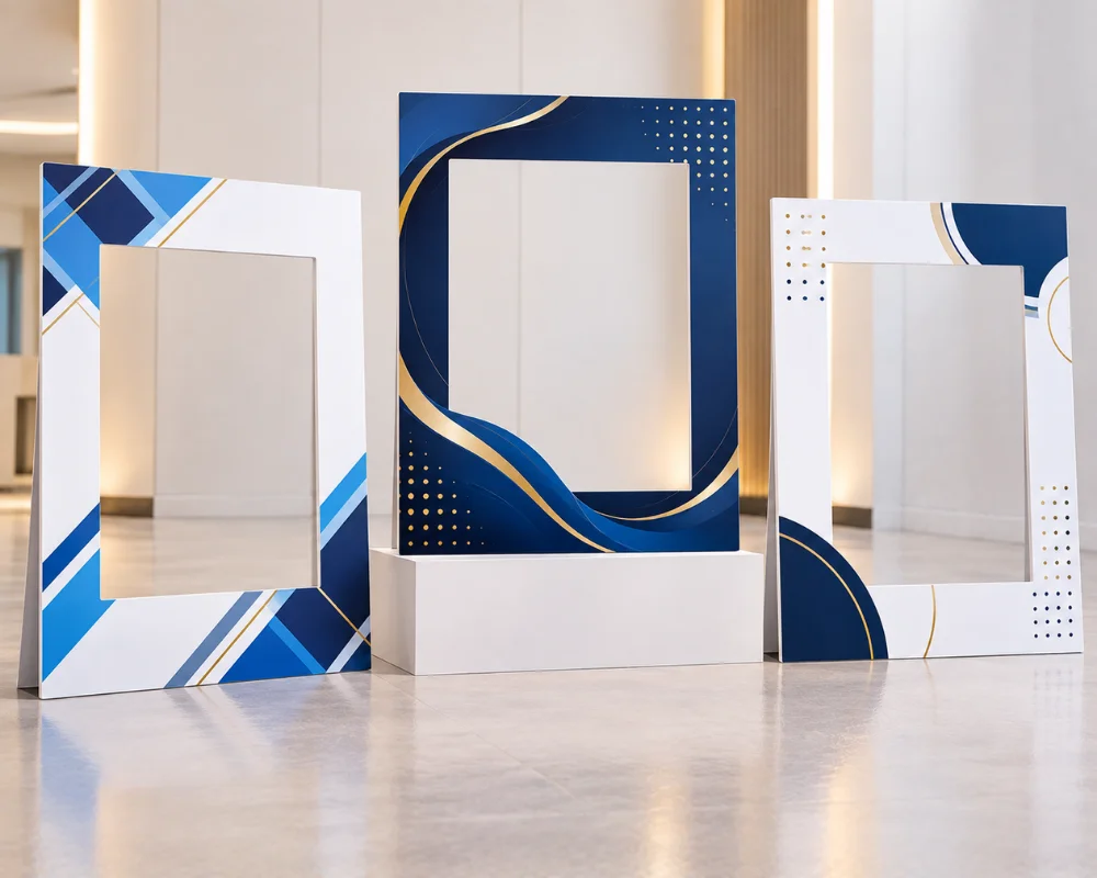Custom photo frames designed as stylish event selfie frames