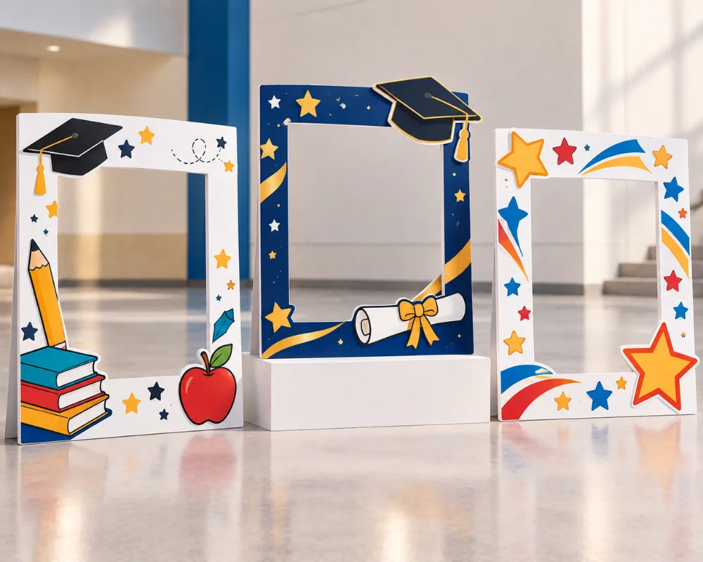 Oversized selfie frames for events and celebrations