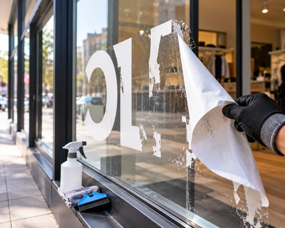 Sign removal service for outdated storefront signs and business graphics
