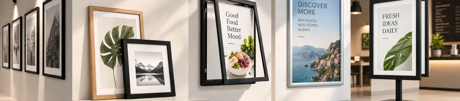 Snap frames for poster and quick-change displays
