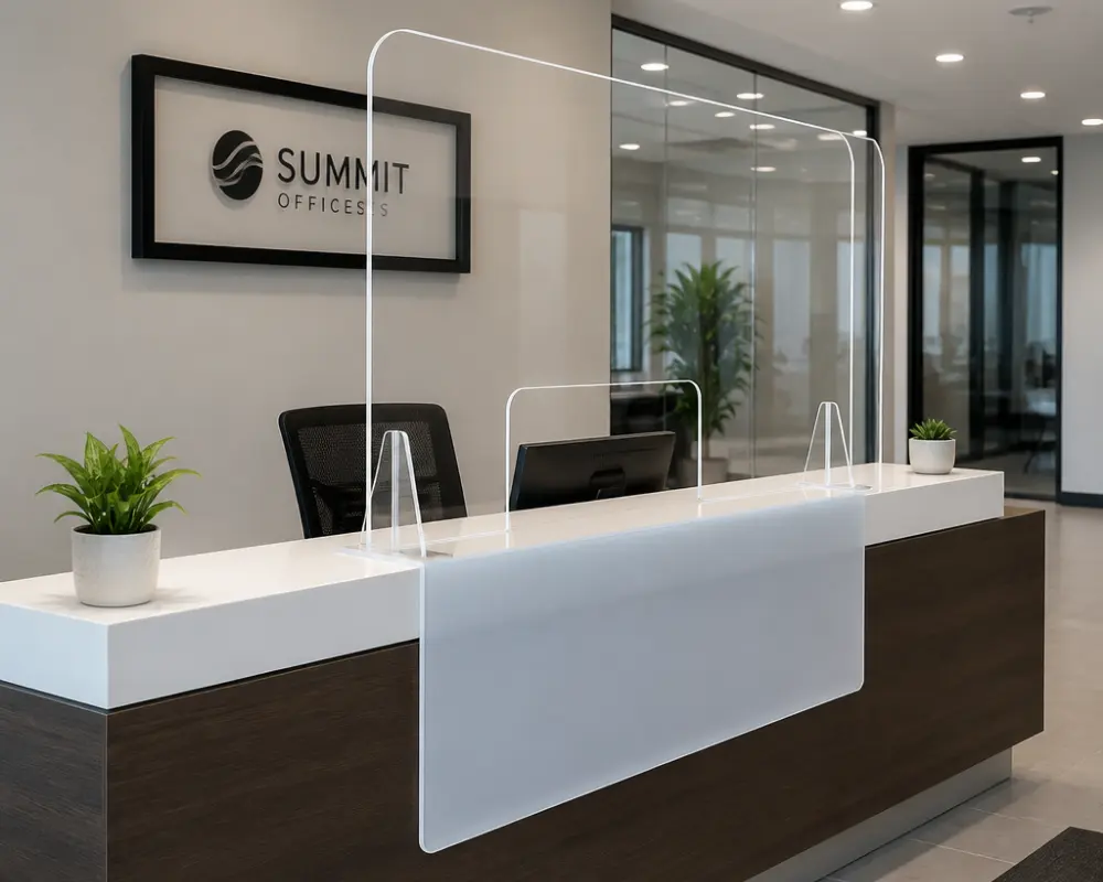 Clear plexiglass reception shields pass-through