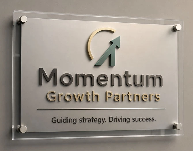 Modern standoff signs installed in office reception area