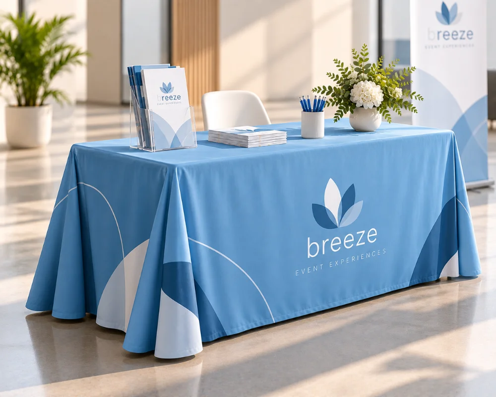 Fitted table covers with multiple sizes and fabric color options