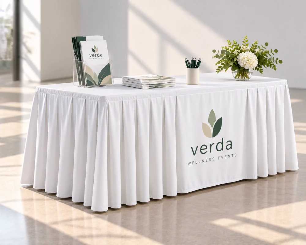 Promotional table covers for branded event and business displays