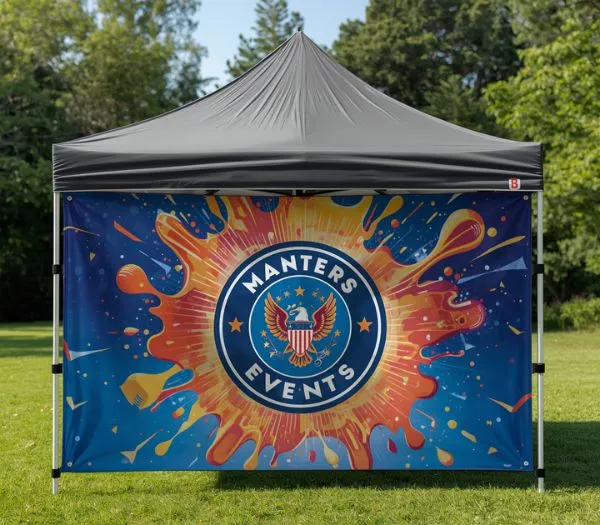 Canopy tent banner with custom display graphics