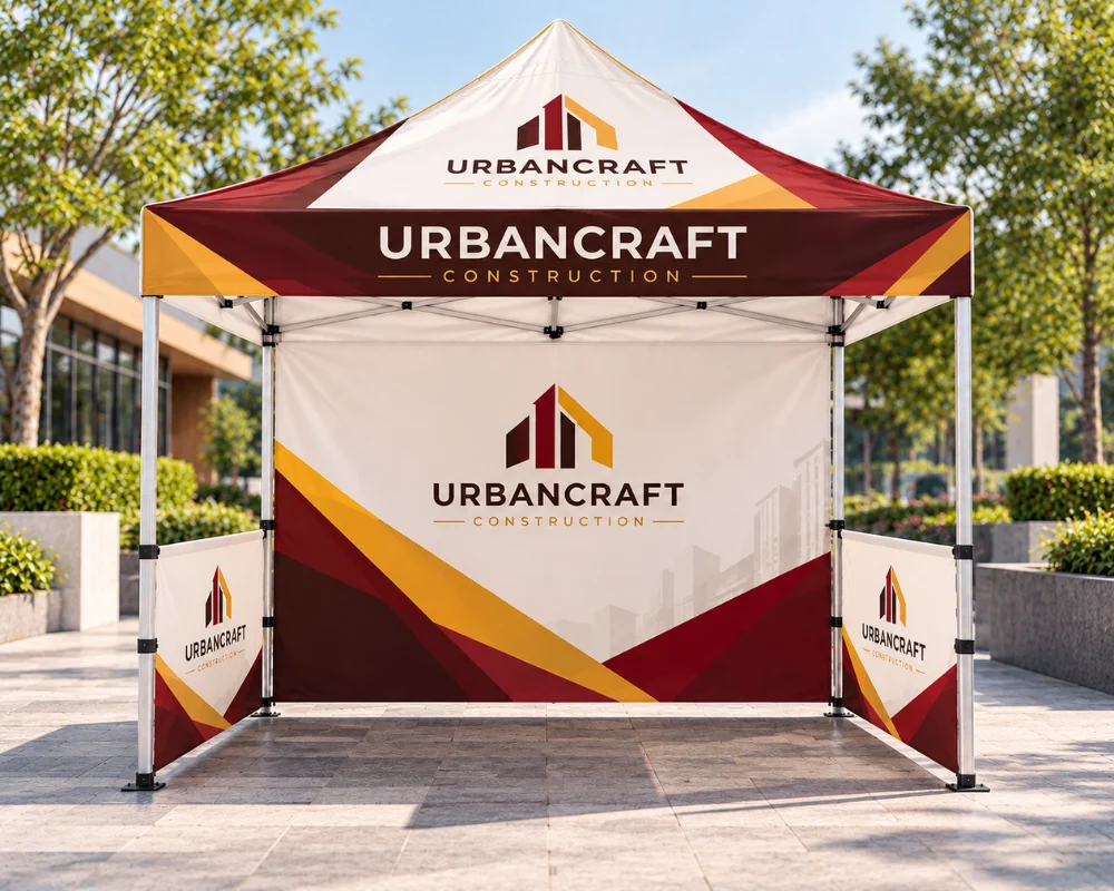 Custom tent signs for a promotional canopy tent