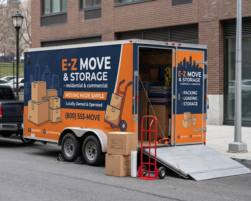  Cargo trailer wraps with moving company graphics